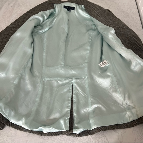 Banana Republic Wool Blazer Brown Houndstooth Bias Plaid Peplum Size 6 - Picture 9 of 16